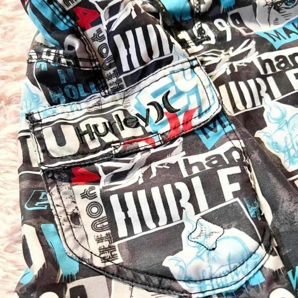 Hurley Graffiti Graphic 90s Grunge‎ Beachy Surfer PopPunk Men's Board Shorts